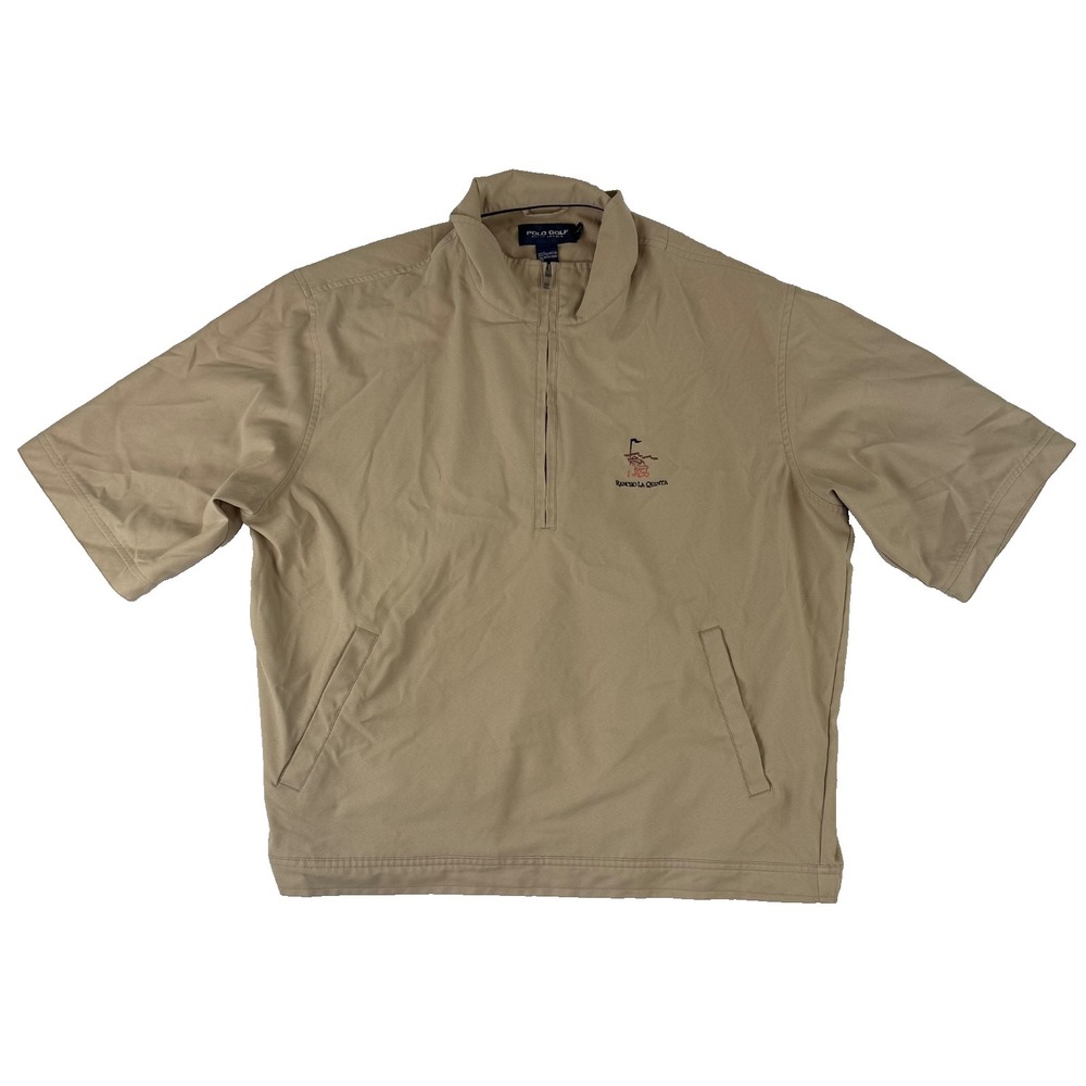 POLO GOLF Ralph Lauren Windbreaker Short Sleeve Beige XL Rancho La Quinta‎